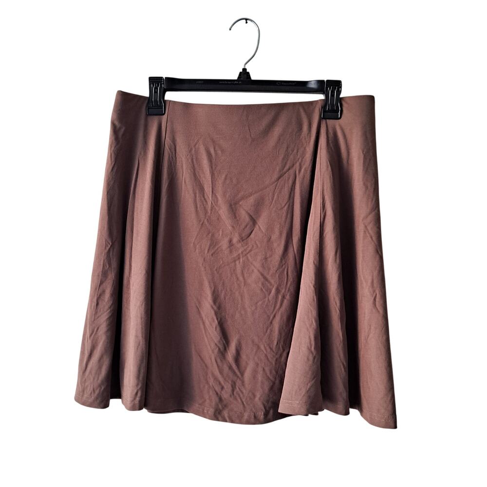 NWT OGL SkinKiss Essential Circle Flared Summer Mini Skirt Mocha Brown Size L